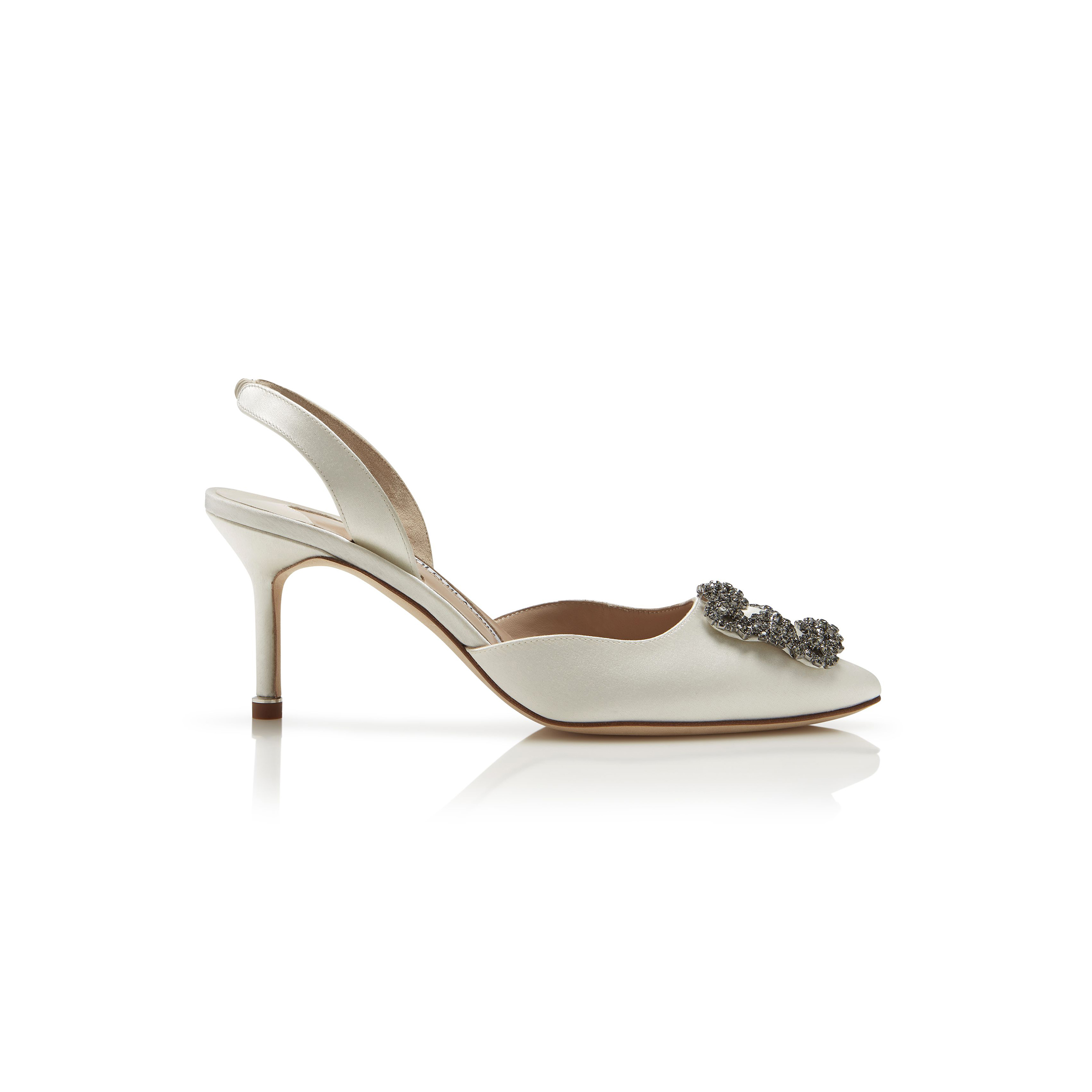 man010 B1ahn*k hangisli white satin jewel buckle slingback pumps 419-0473-0005